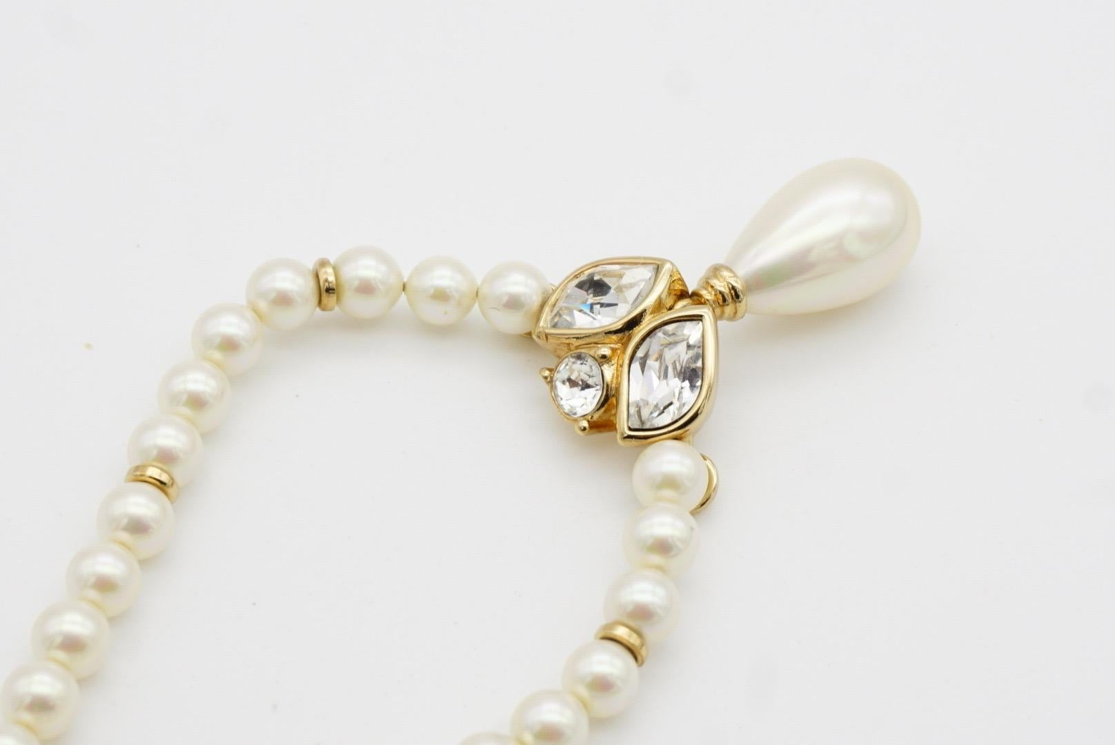 Christian Dior Vintage anni '80 Collana di perle bianche con cristalli a goccia d'acqua in vendita 7