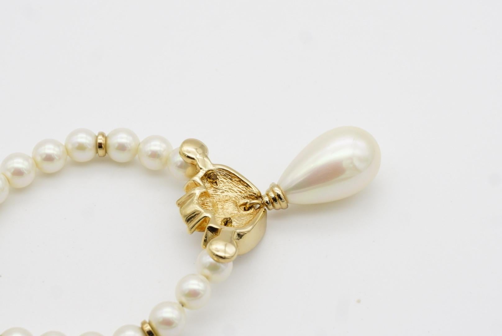 Christian Dior Vintage anni '80 Collana di perle bianche con cristalli a goccia d'acqua in vendita 8