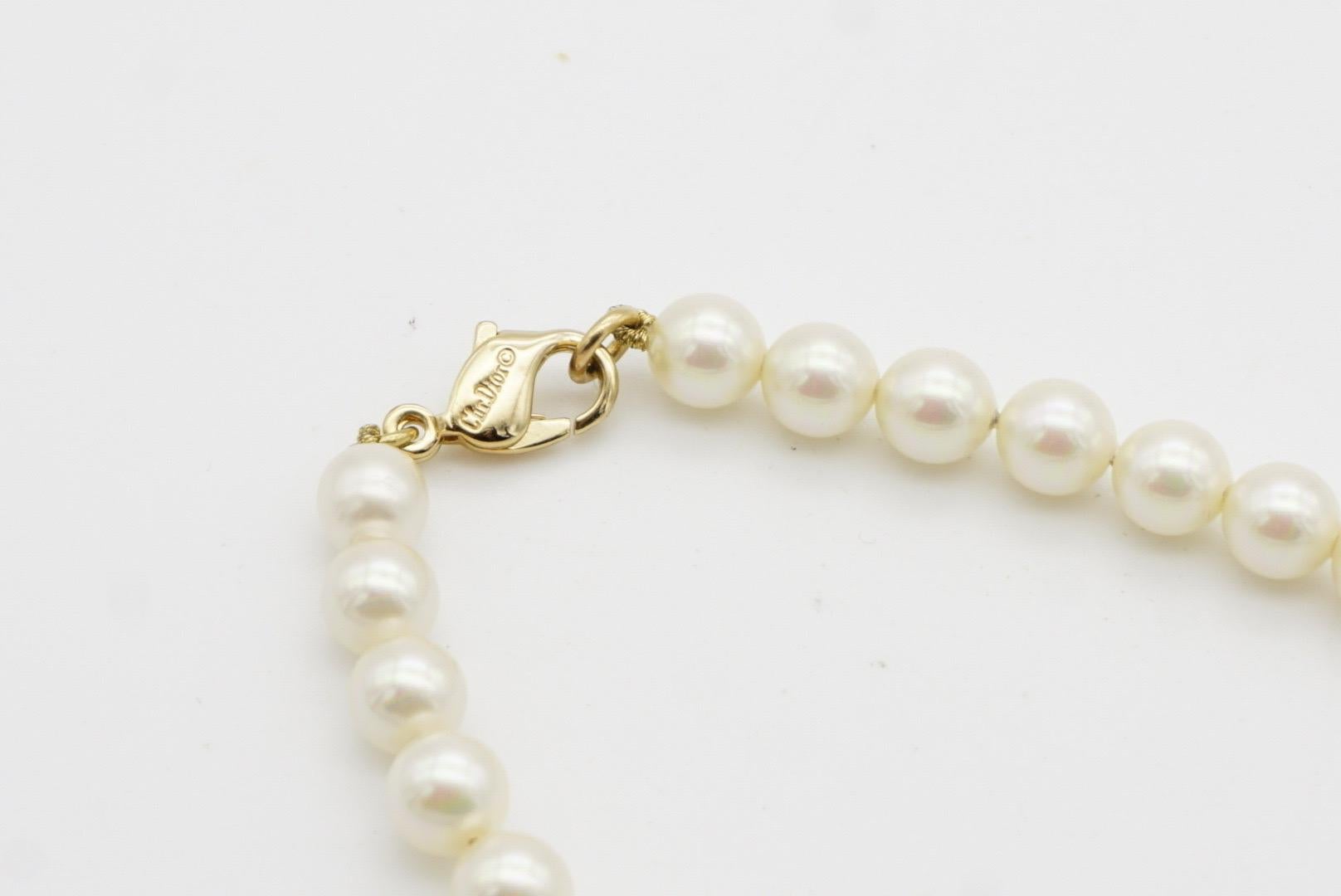 Christian Dior Vintage anni '80 Collana di perle bianche con cristalli a goccia d'acqua in vendita 11