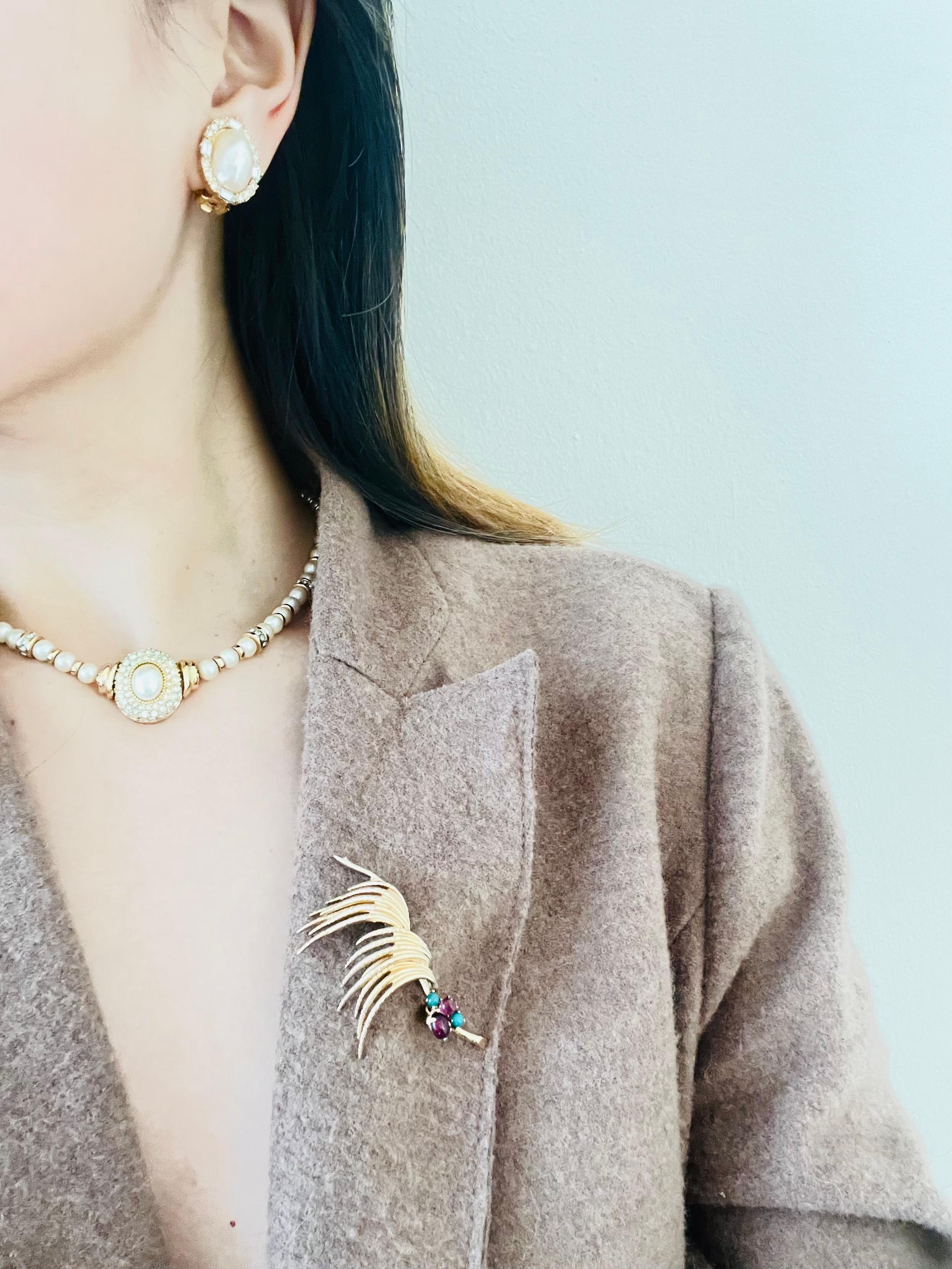 Christian Dior, collier vintage des années 1980, perles blanches, perles rondes ovales et cristaux en vente 5