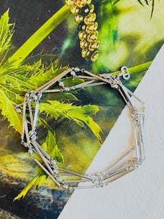 Christian Dior Vintage 1980er Jahre Weiße Kristalle Lange Bar Versatile Silber Halskette