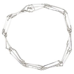 Christian Dior, collier d'argent polyvalent à barre longue et cristaux blancs des années 1980