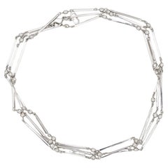 Christian Dior Vintage 1980s White Crystals Long Bar Versatile Silver Necklace