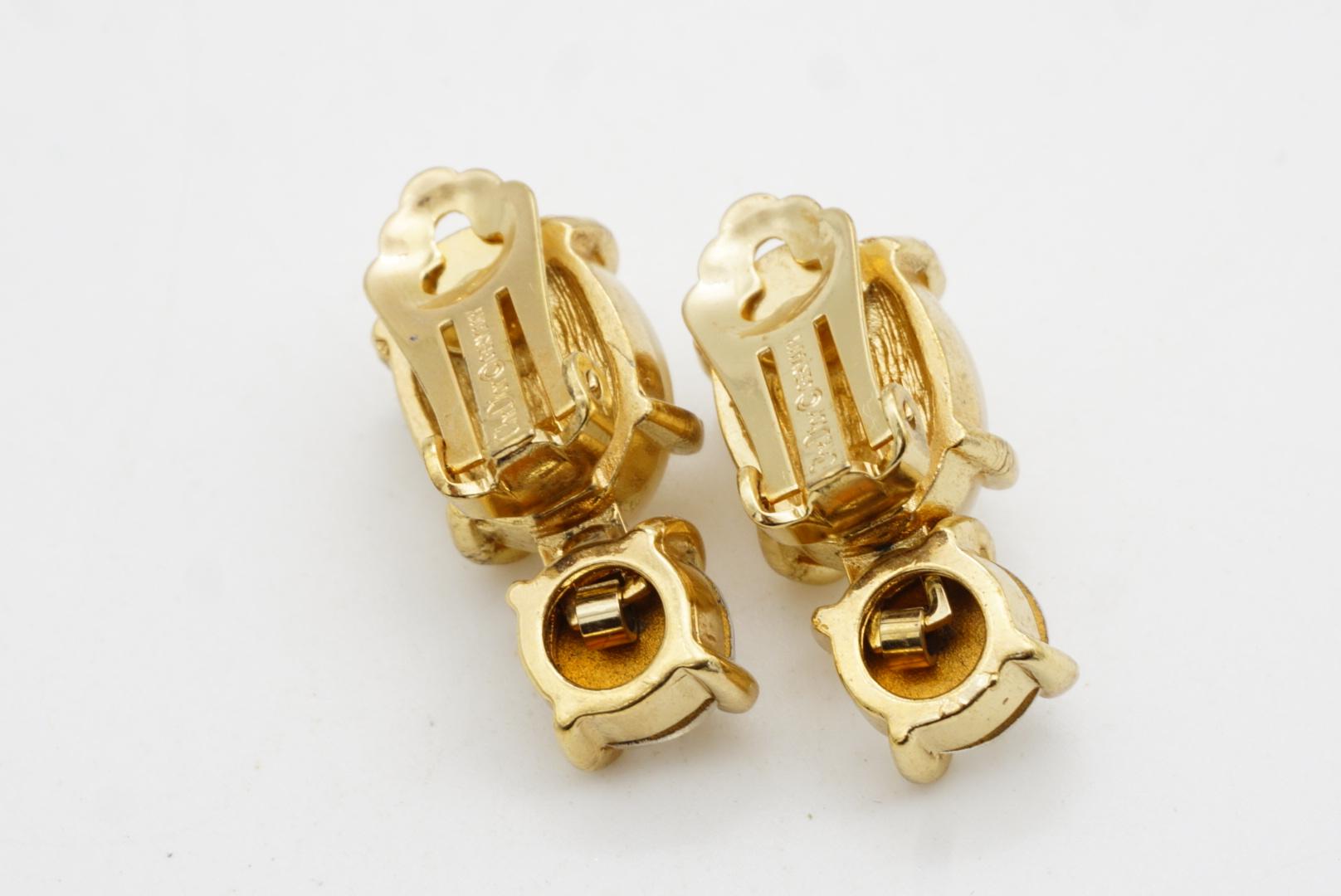 Christian Dior Vintage Años 80 Pendientes de clip de cristal con gota de perla ovalada blanca y círculo en venta 10