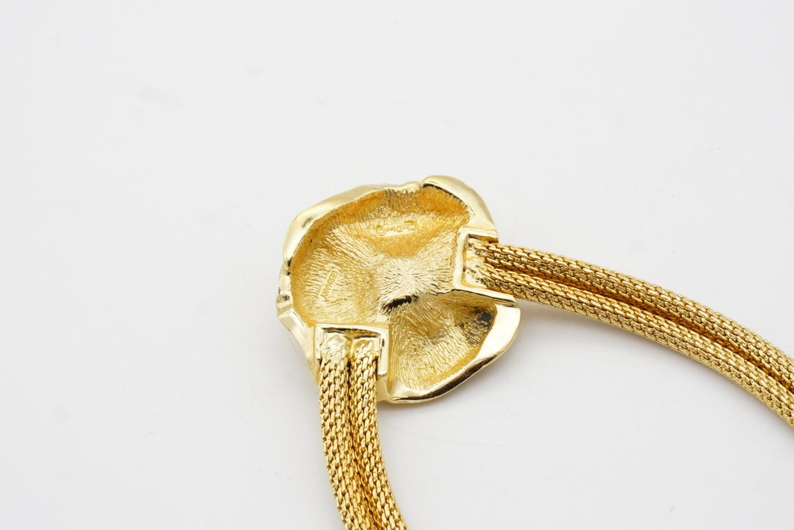 Christian Dior, collier Omega vintage en maille fleurie, perles blanches et cristaux, années 1980 en vente 11