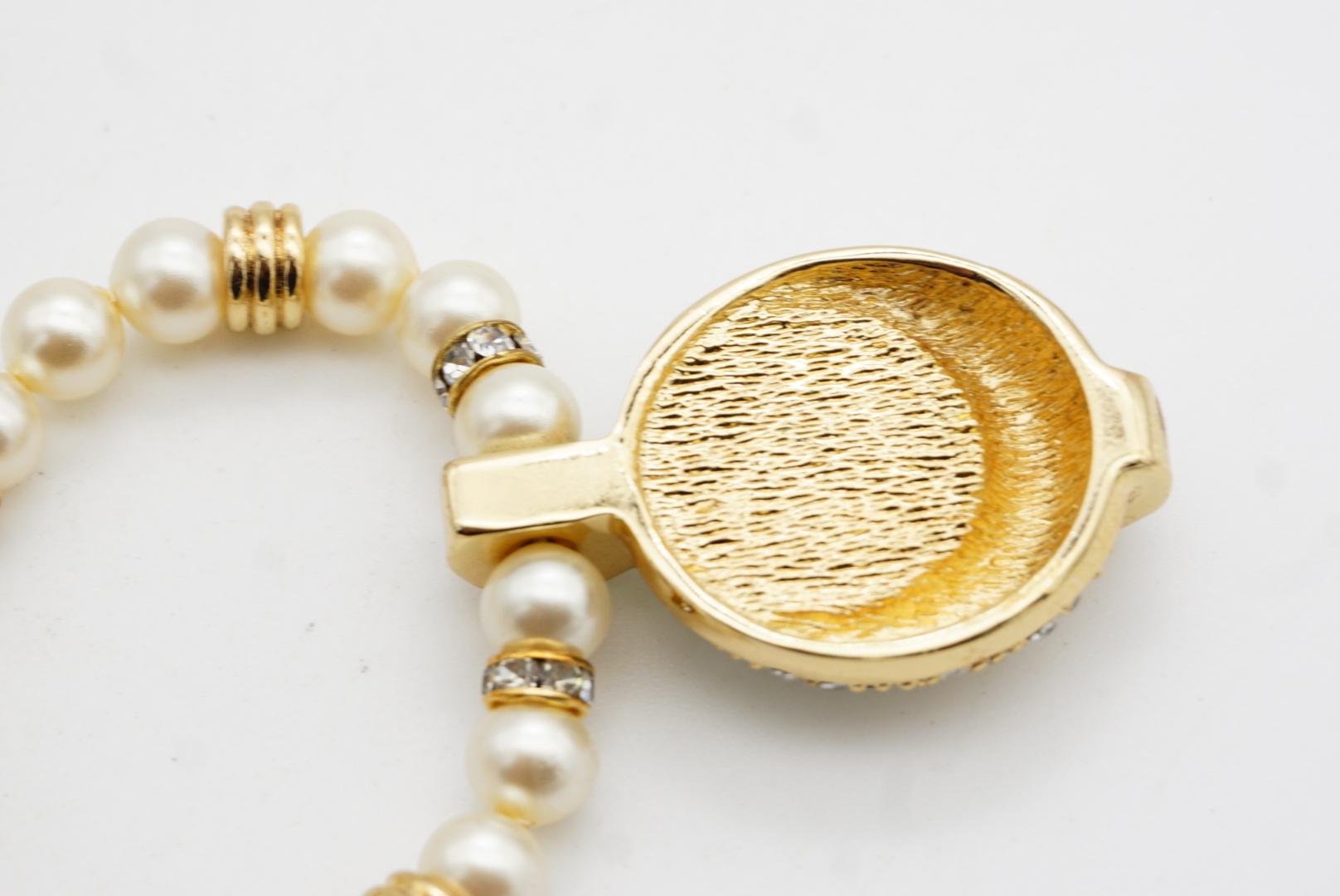 Christian Dior Vintage 1980s White Pearls Turquoise Cabochon Crystals Necklace For Sale 8