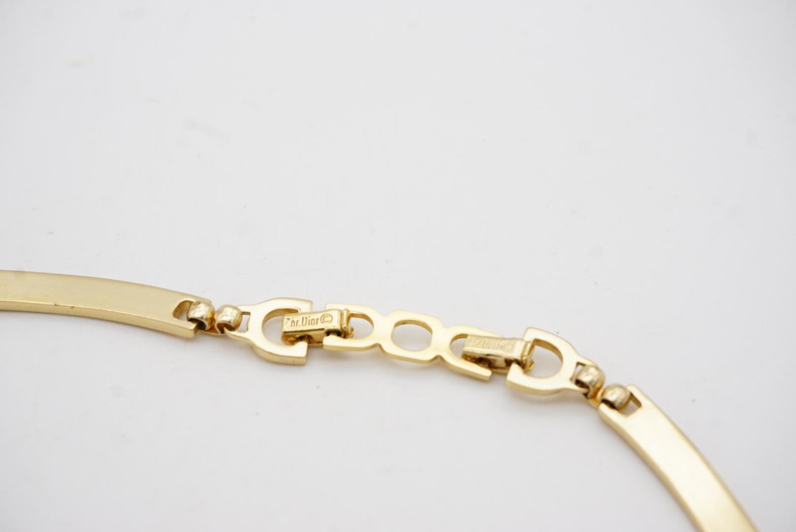 Christian Dior Vintage 1980s Whole Crystals Chain Interlocked Linked Gold 2 Set For Sale 12