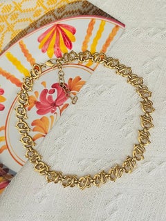 Christian Dior Vintage anni '80 Collana in oro traforato con logo intero CD Monogram Glow