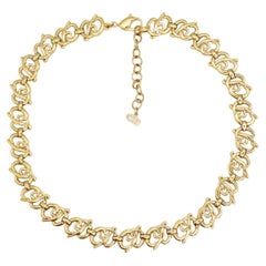 Christian Dior Vintage 1980s Whole Logo CD Monogram Glow Openwork Gold Necklace