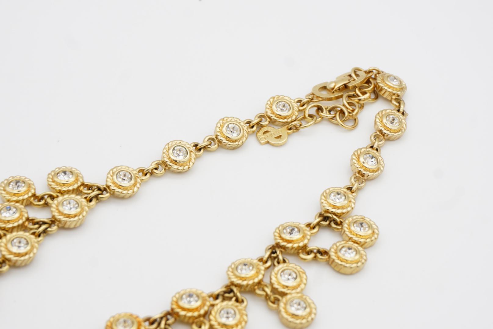 Christian Dior Vintage 1980s Whole Sparkling Crystals Charm Peacock Necklace For Sale 8