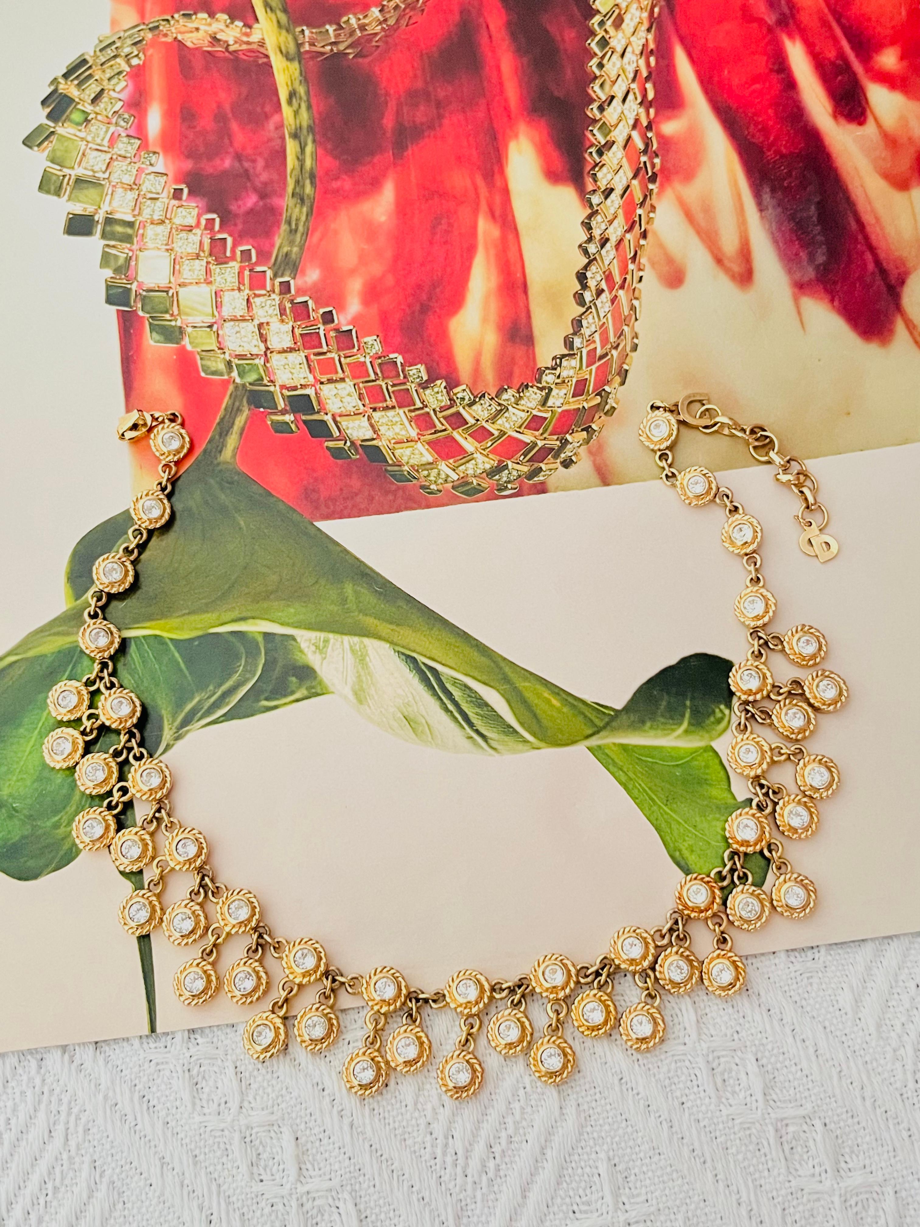 Women's or Men's Christian Dior Vintage 1980s Whole Sparkling Crystals Charm Peacock Necklace For Sale
