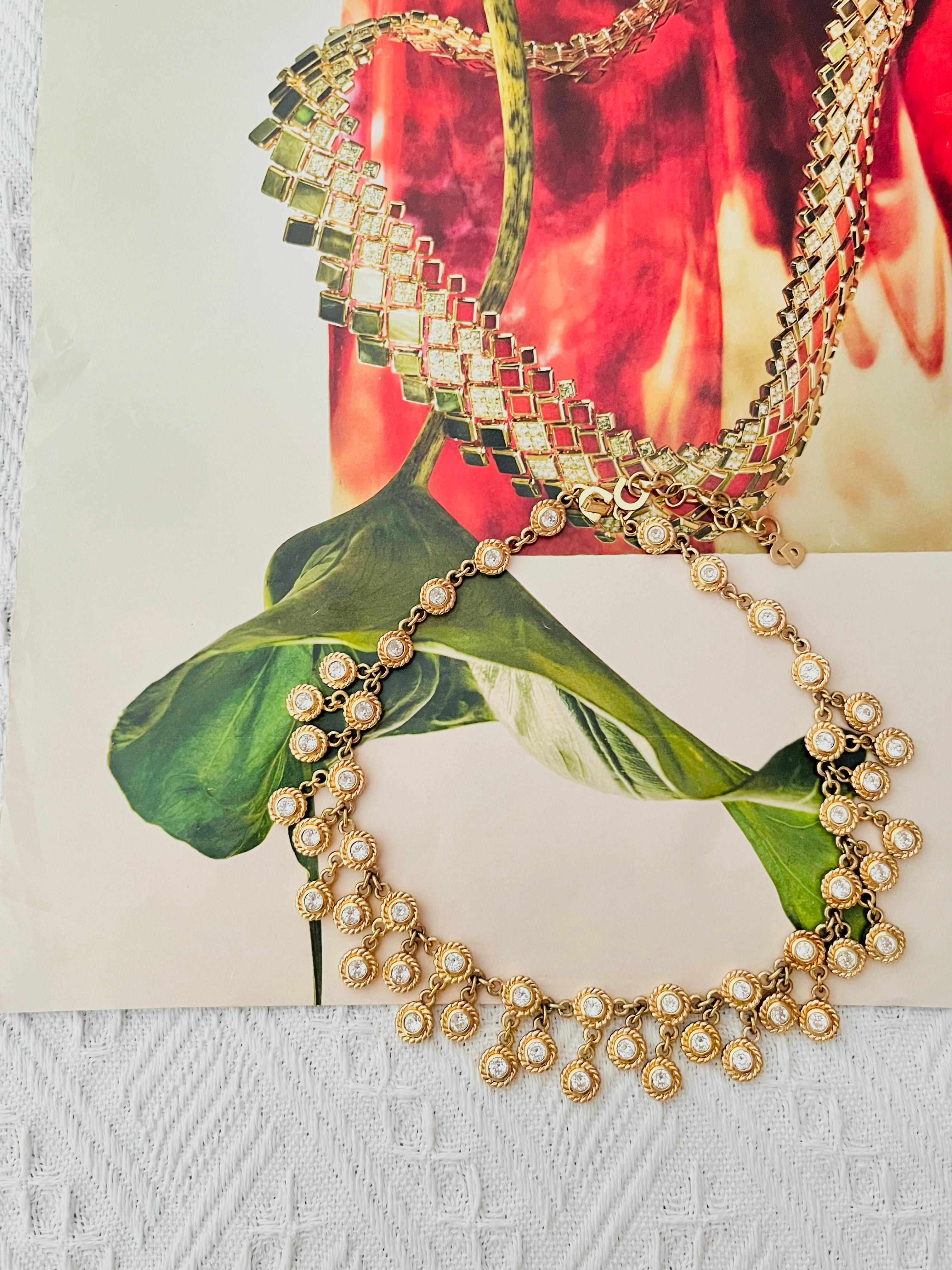 Christian Dior Vintage 1980s Whole Sparkling Crystals Charm Peacock Necklace For Sale 1