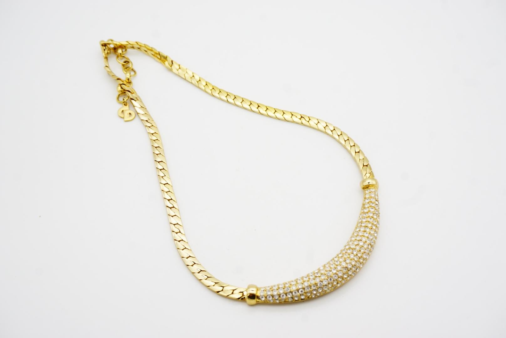 Christian Dior Vintage 1980er Jahre Whole funkelnde Kristalle Halbmond-Halskette mit Anhänger im Angebot 9