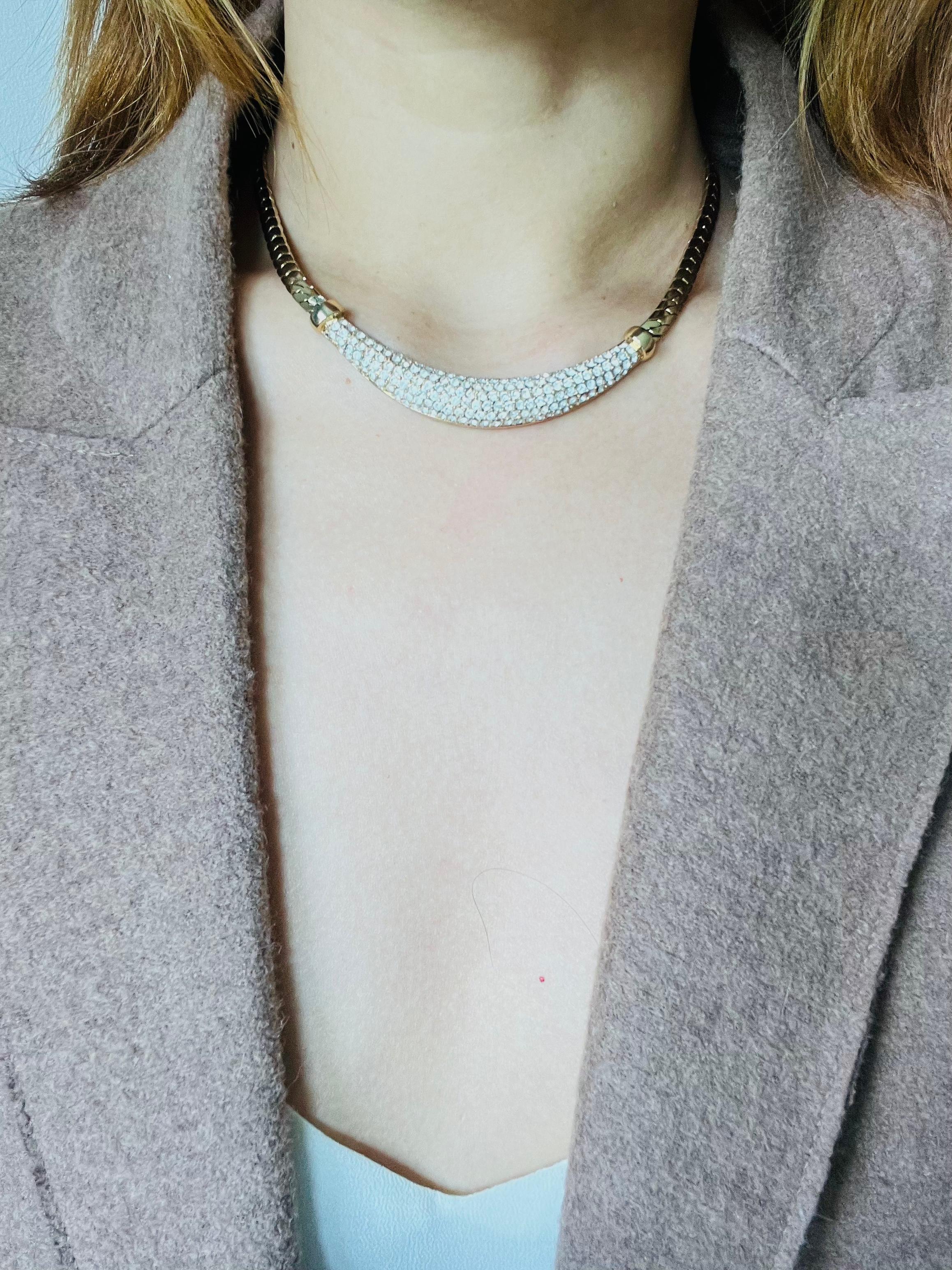 da uomo o donna Christian Dior Vintage anni '80, collana con ciondolo a mezzaluna con cristalli scintillanti in vendita