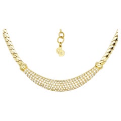 Christian Dior, collier pendentif en forme de croissant de cristaux scintillants des années 1980