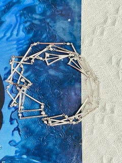 Christian Dior Vintage 1990 Versatile White Crystals Long Bar Triangle Necklace