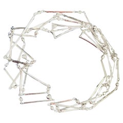 Christian Dior Vintage 1990 Versatile White Crystals Long Bar Triangle Necklace