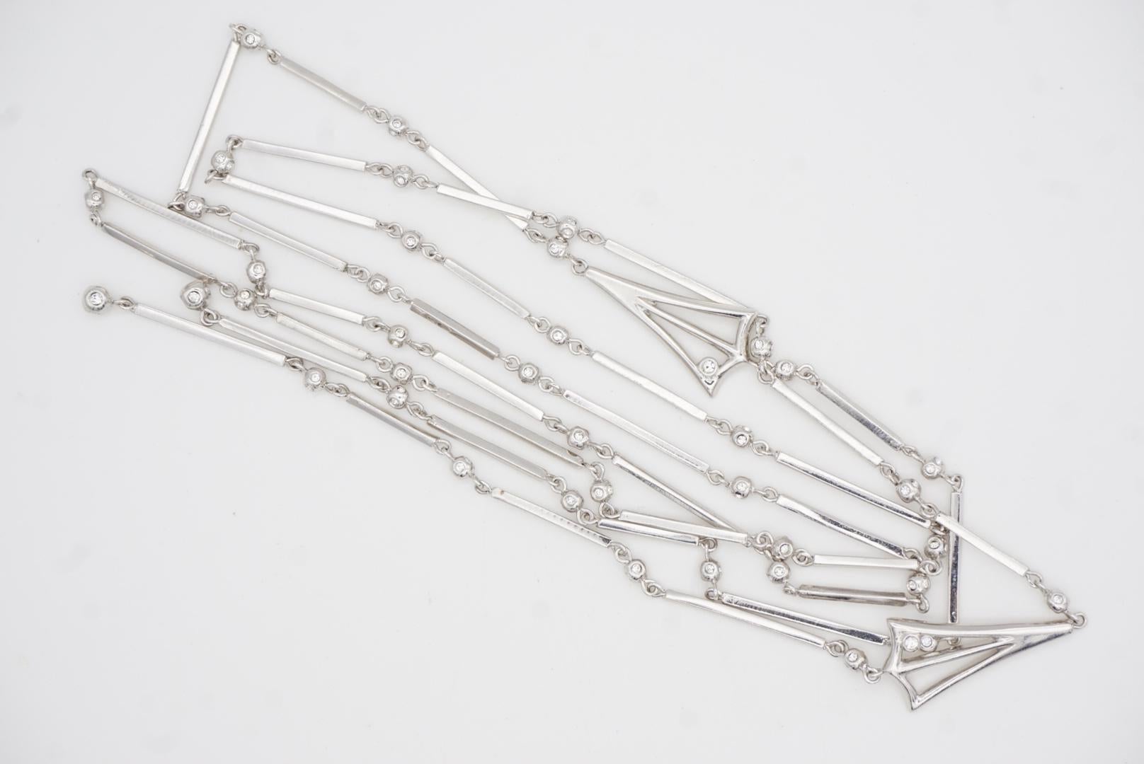 Christian Dior Vintage 1990 Weiße Kristalle Langer Stab Dreieck Vielseitige Halskette im Angebot 9