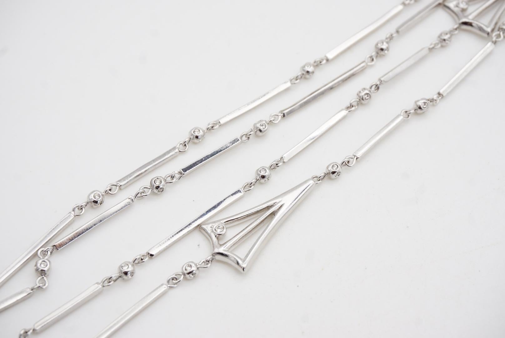 Christian Dior Vintage 1990 Weiße Kristalle Langer Stab Dreieck Vielseitige Halskette im Angebot 11