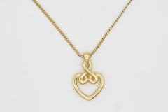 Christian Dior Vintage 1990s Baroque Heart Love Knot Openwork Pendant Necklace