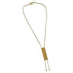 Christian Dior Vintage 1990s Gold Monogram Logo Trotter Lariat Long Necklace
