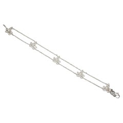 Christian Dior Vintage 1990s Ivy Maple Leaf Crystals Charm Link Silver Bracelet