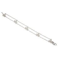 Christian Dior Vintage 1990s Ivy Maple Leaf Crystals Charm Link Silver Bracelet