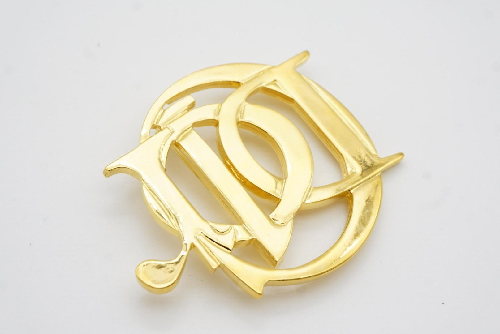 Christian Dior Vintage 1990s Large Logo Monogram Letters Interlocked Brooch 9