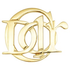 Christian Dior Vintage 1990s Large Logo Monogram Letters Interlocked Brooch