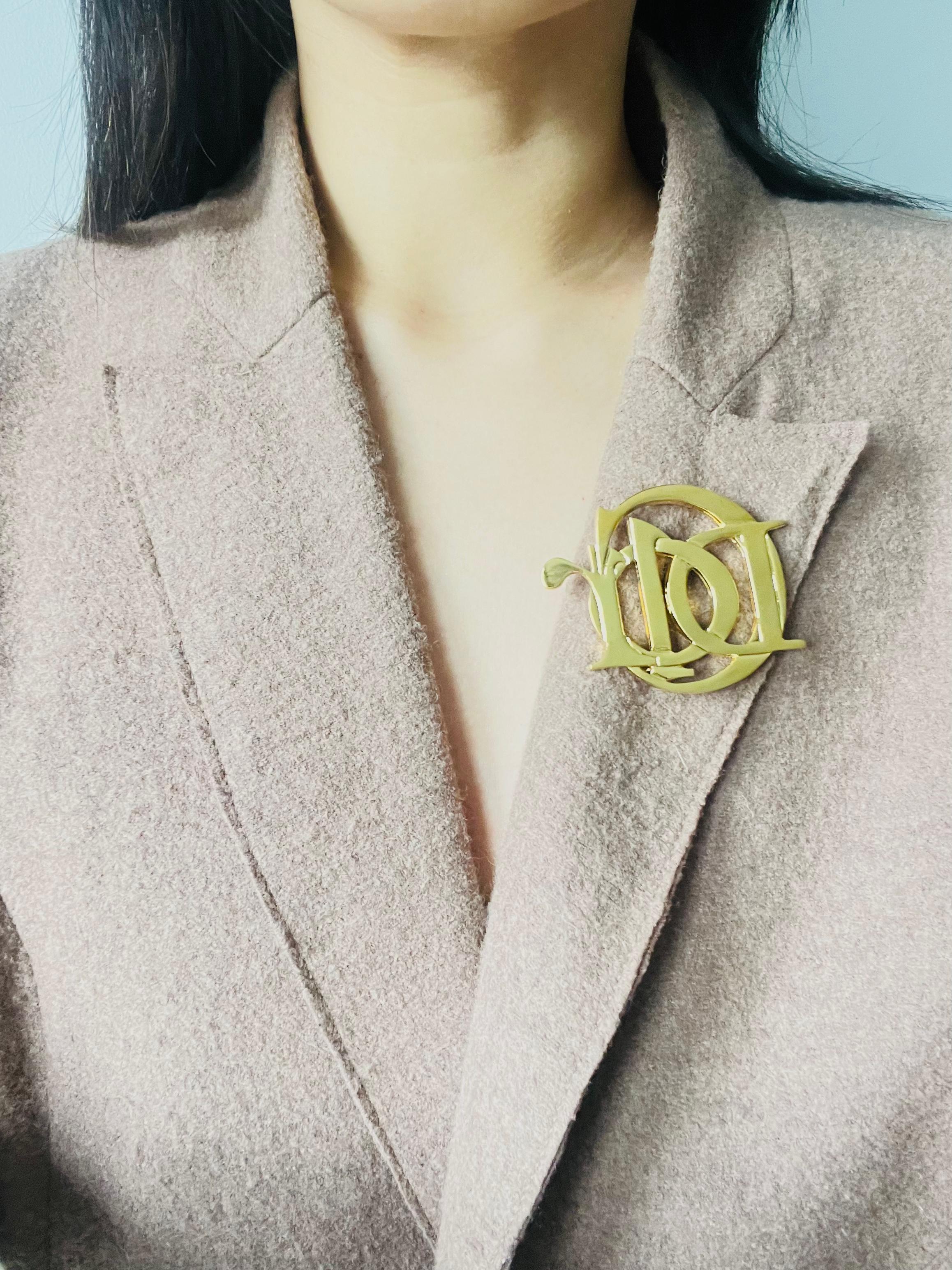 Women's or Men's Christian Dior Vintage 1990s Large Logo Monogram Letters Interlocked Brooch For Sale
