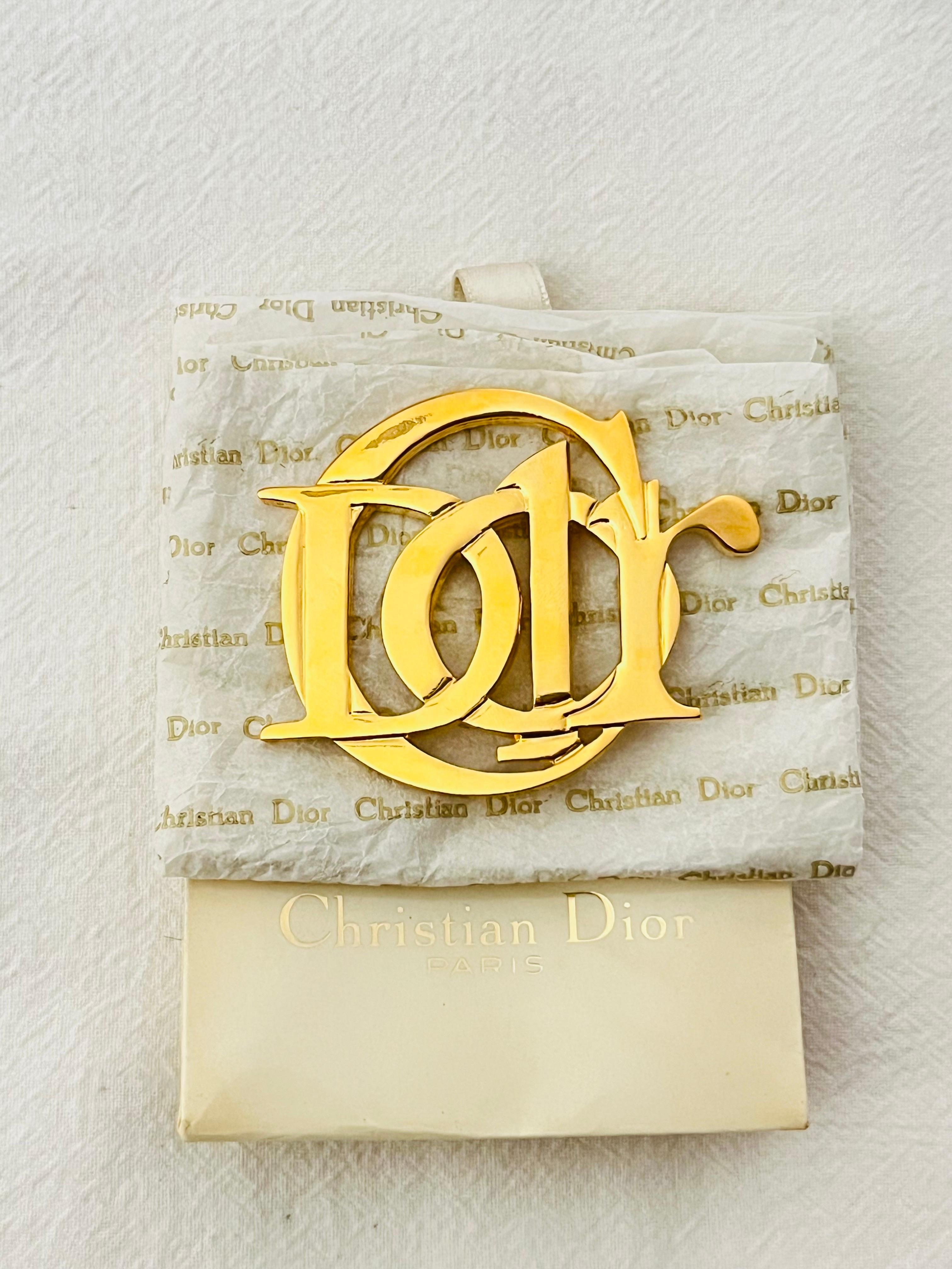 Christian Dior Vintage 1990s Large Logo Monogram Letters Interlocked Brooch 3