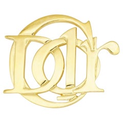 Christian Dior Vintage 1990s Large Logo Monogram Letters Interlocked Brooch
