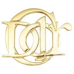 Christian Dior Vintage 1990s Large Logo Monogram Letters Interlocked Brooch