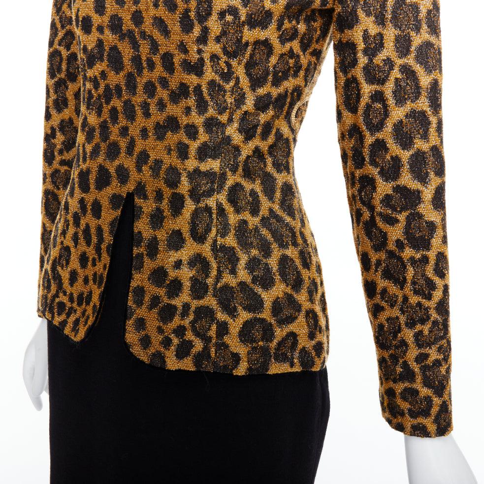 CHRISTIAN DIOR Vestido vintage años 90 bordado leopardo lúrex espalda transparente FR38 M en venta 1