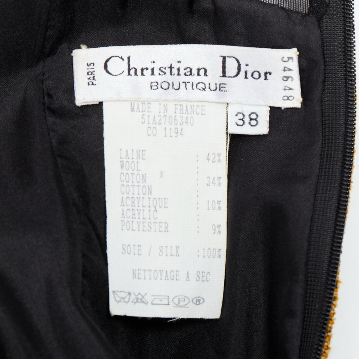 CHRISTIAN DIOR Vestido vintage años 90 bordado leopardo lúrex espalda transparente FR38 M en venta 4