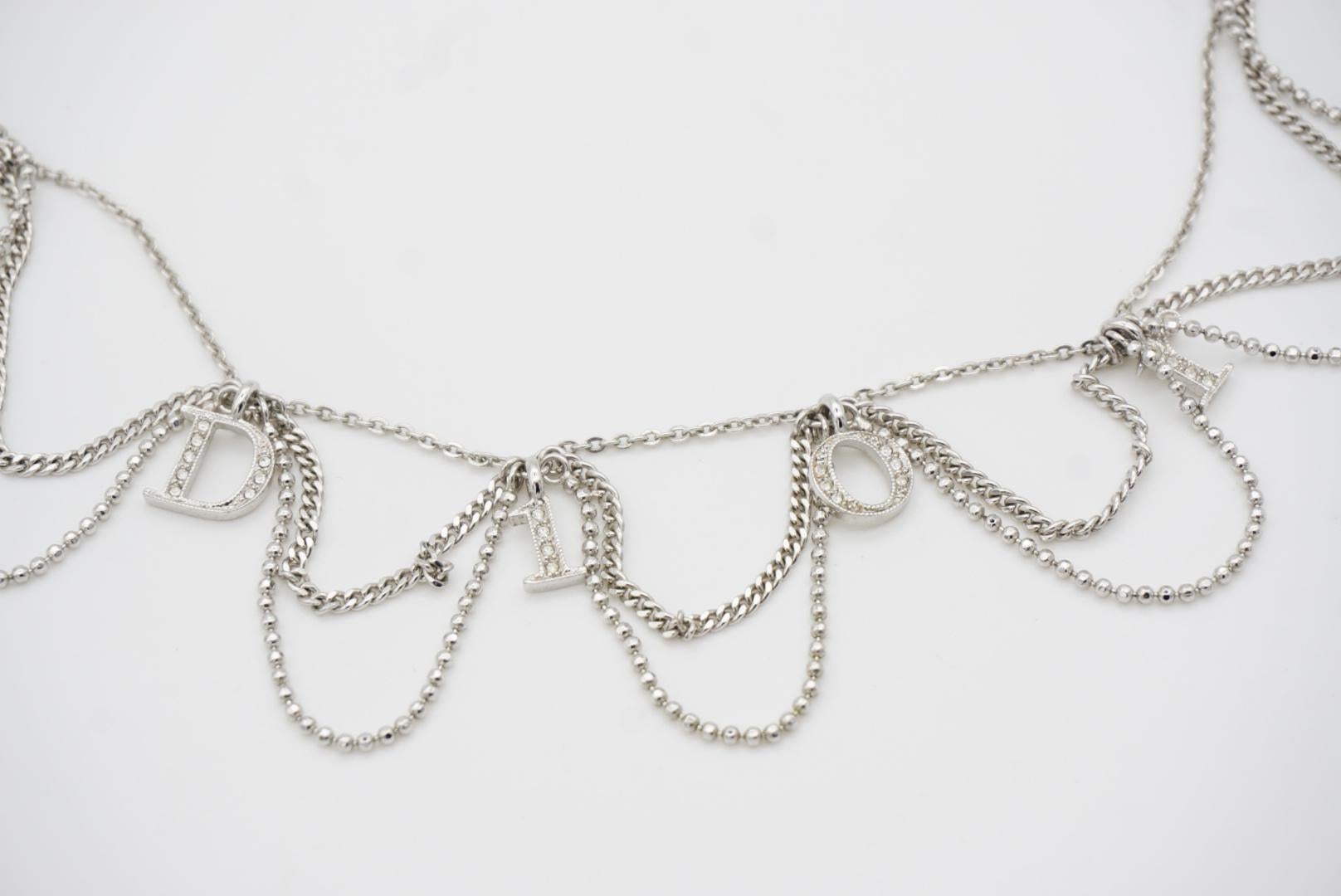 Christian Dior Vintage 1990s Logo Monogram Cristalli Trio Collana a strati con nappe in vendita 7