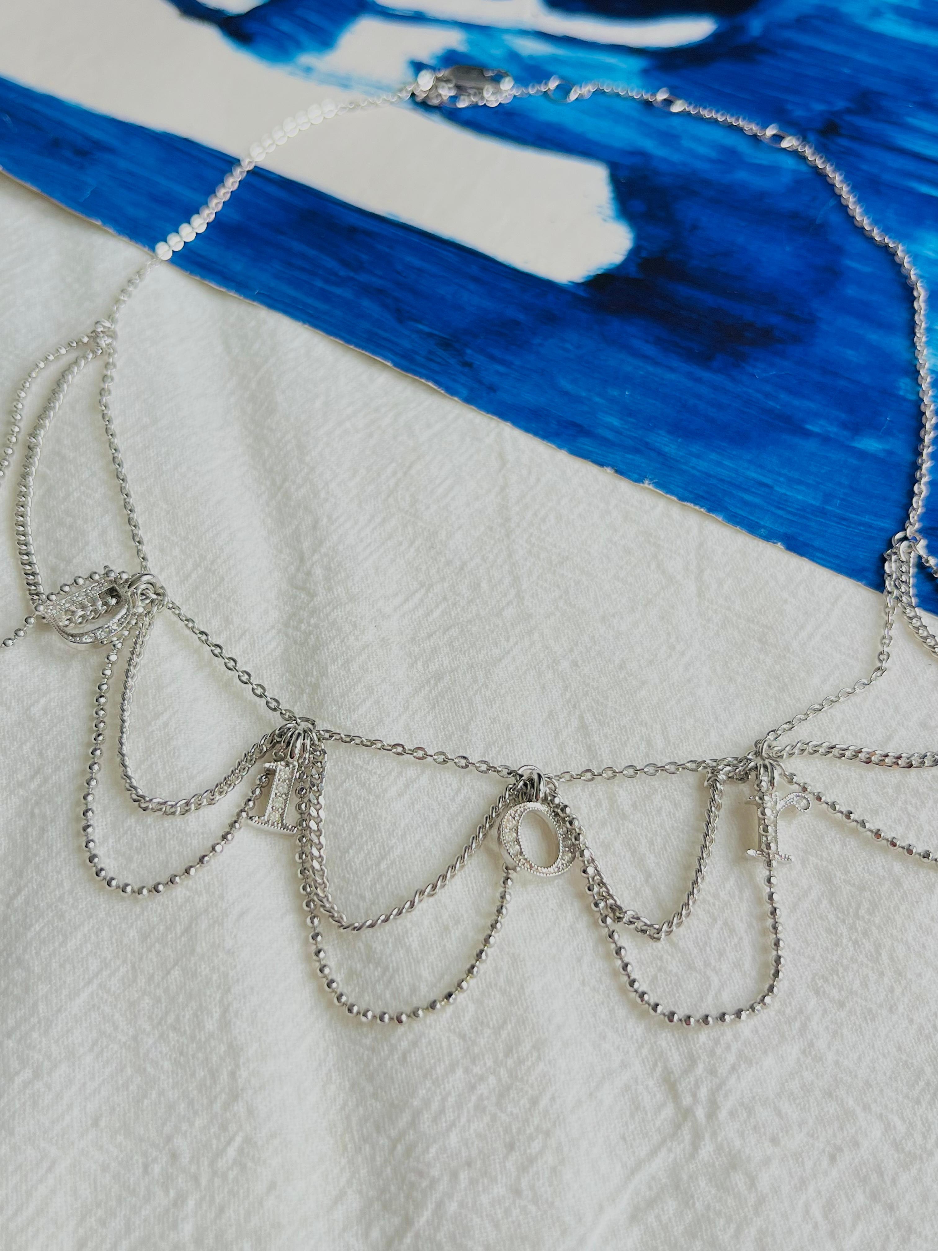 da uomo o donna Christian Dior Vintage 1990s Logo Monogram Cristalli Trio Collana a strati con nappe in vendita