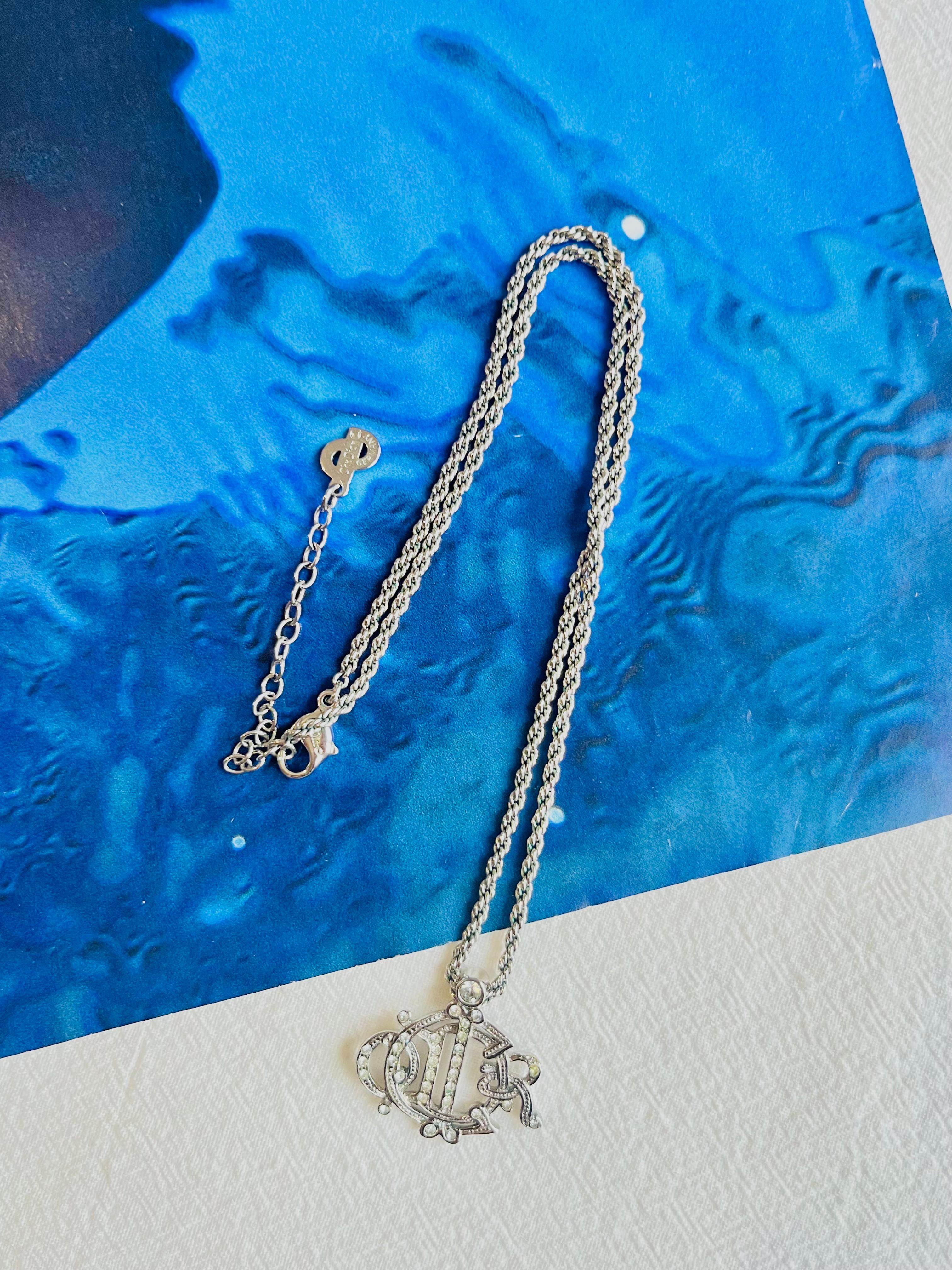 dior monogram bow crystal necklace