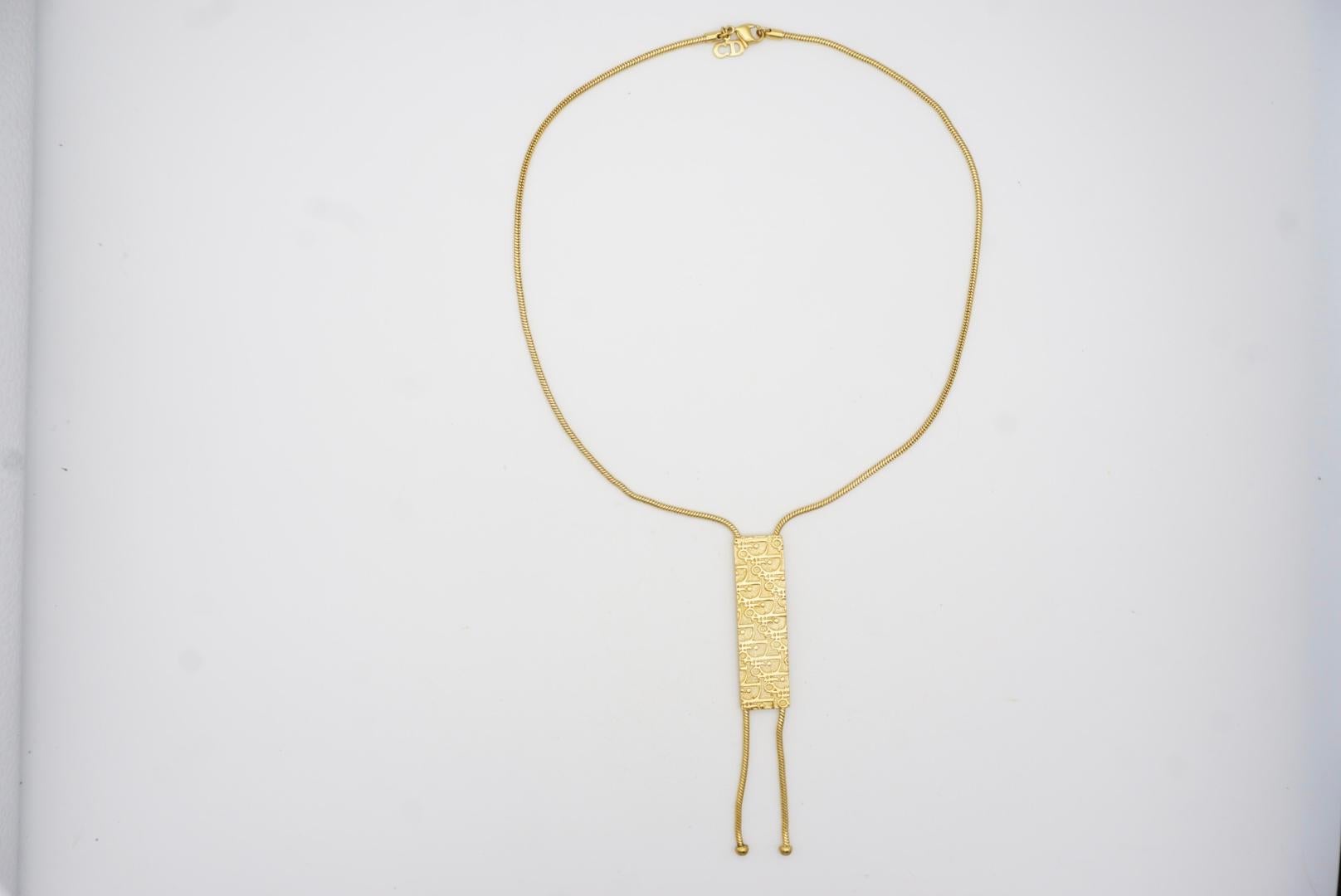 Christian Dior Vintage 1990s Long Monogram Logo Trotter Lariat Pendant Necklace For Sale 5