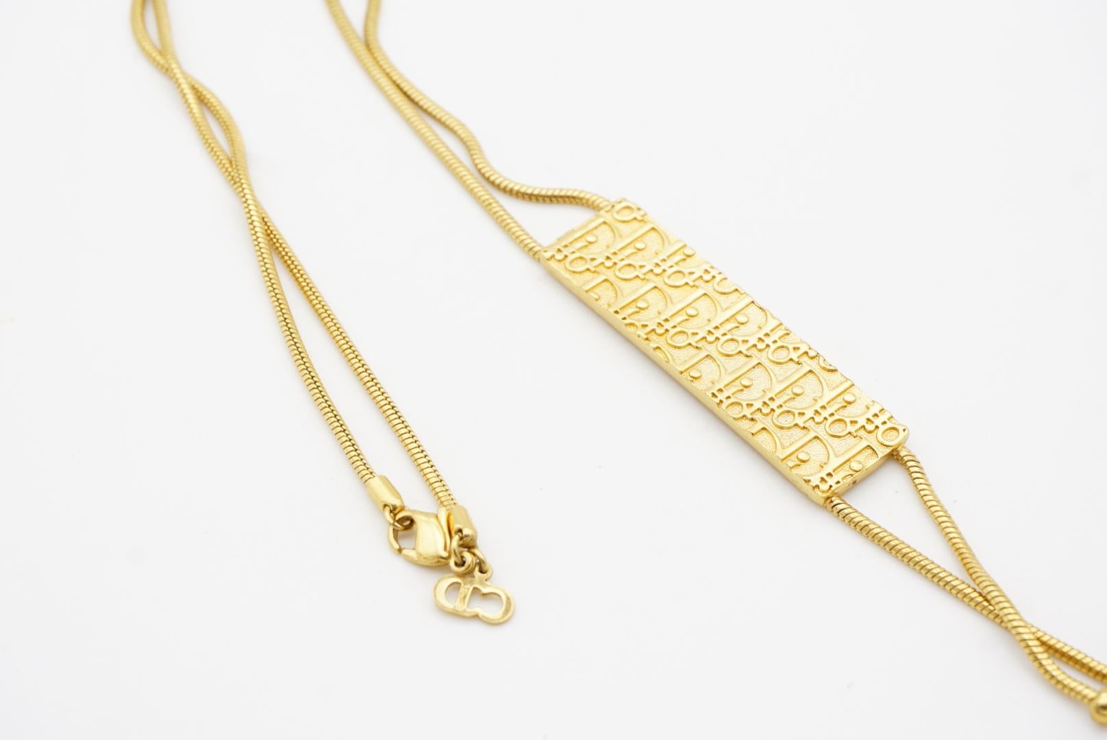 Christian Dior Vintage 1990s Long Monogram Logo Trotter Lariat Pendant Necklace For Sale 7
