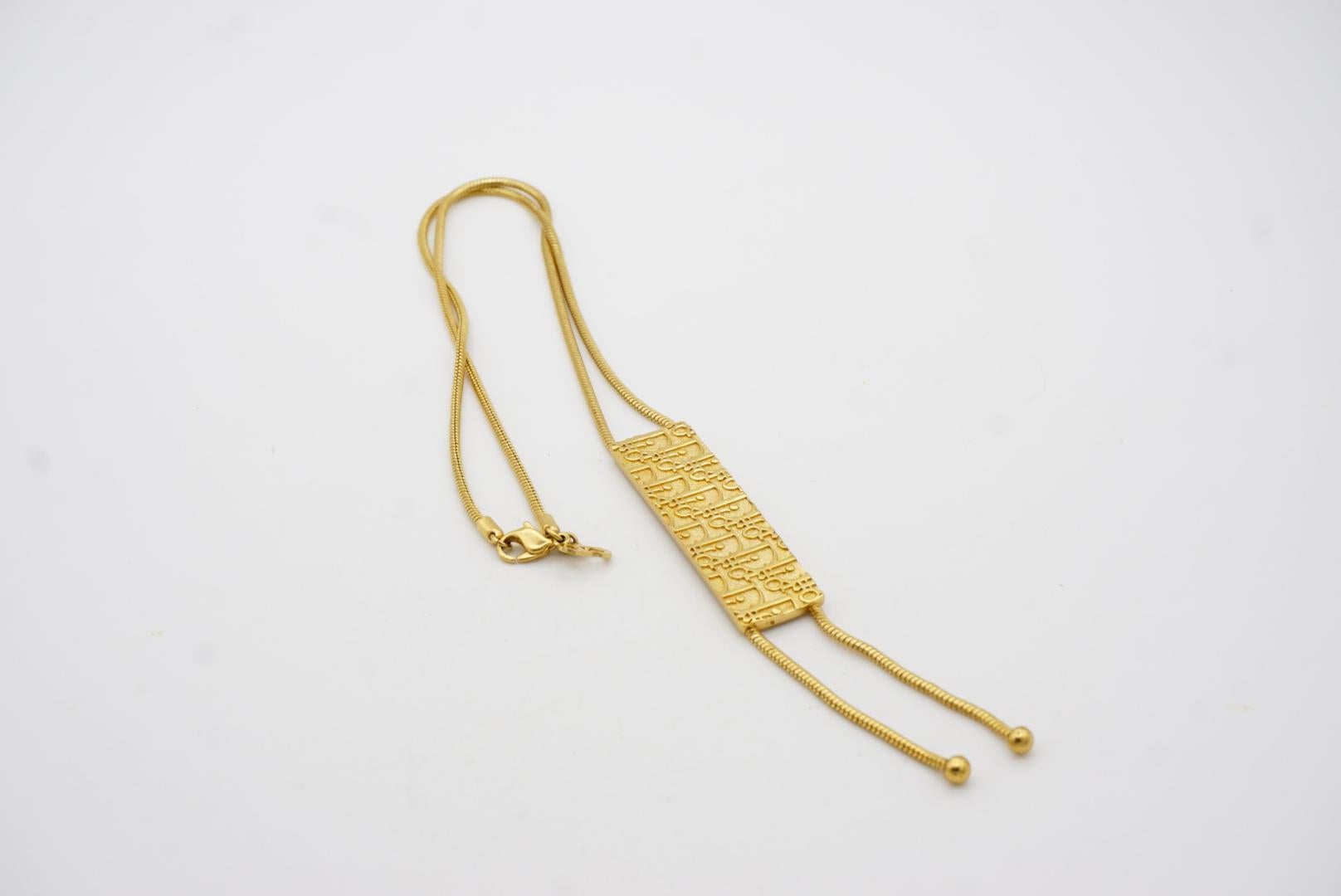 Christian Dior Vintage 1990s Long Monogram Logo Trotter Lariat Pendant Necklace For Sale 8