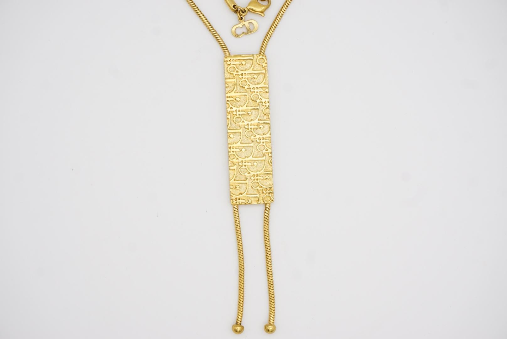 Christian Dior Vintage 1990s Long Monogram Logo Trotter Lariat Pendant Necklace 4