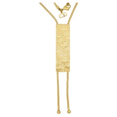 Christian Dior Vintage 1990s Long Monogram Logo Trotter Lariat Pendant Necklace