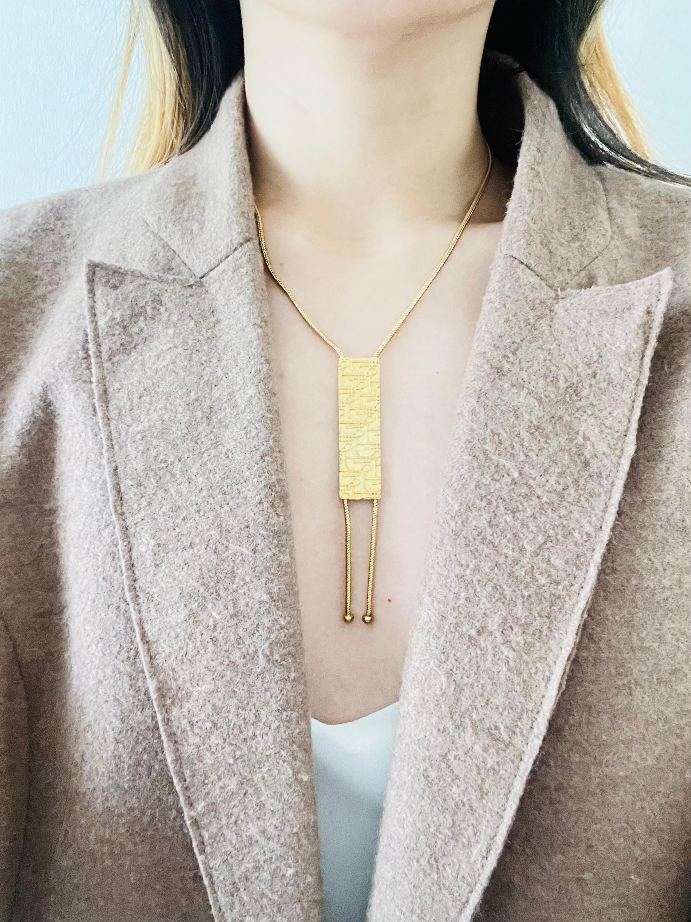 Christian Dior Vintage 1990s Long Monogram Logo Trotter Lariat Pendant Necklace 1