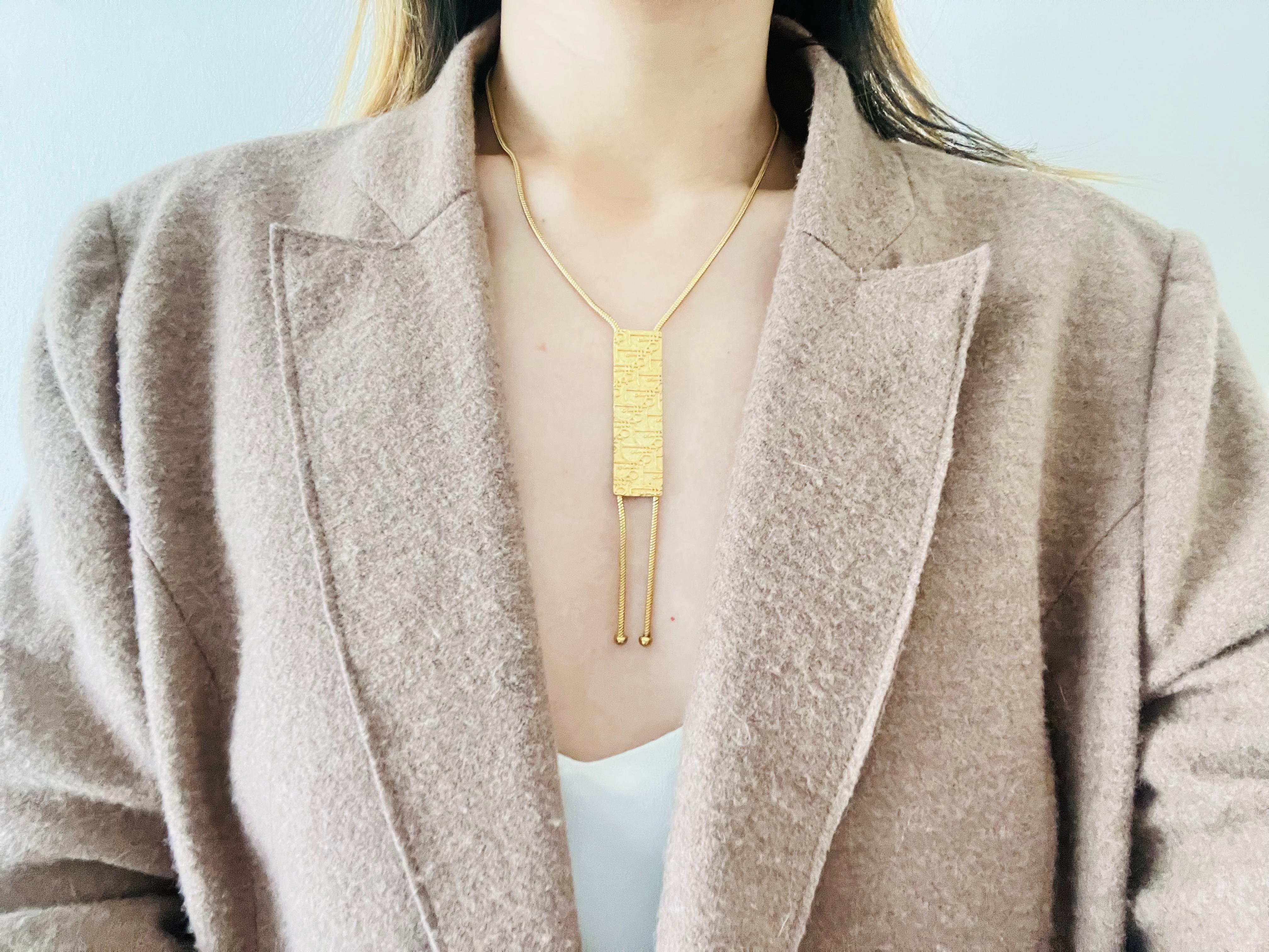 Christian Dior Vintage 1990s Long Monogram Logo Trotter Lariat Pendant Necklace 2
