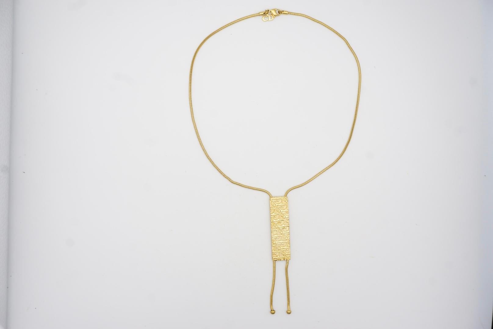 Christian Dior Vintage 1990s Long Monogram Logo Trotter Lariat Pendant Necklace For Sale 3