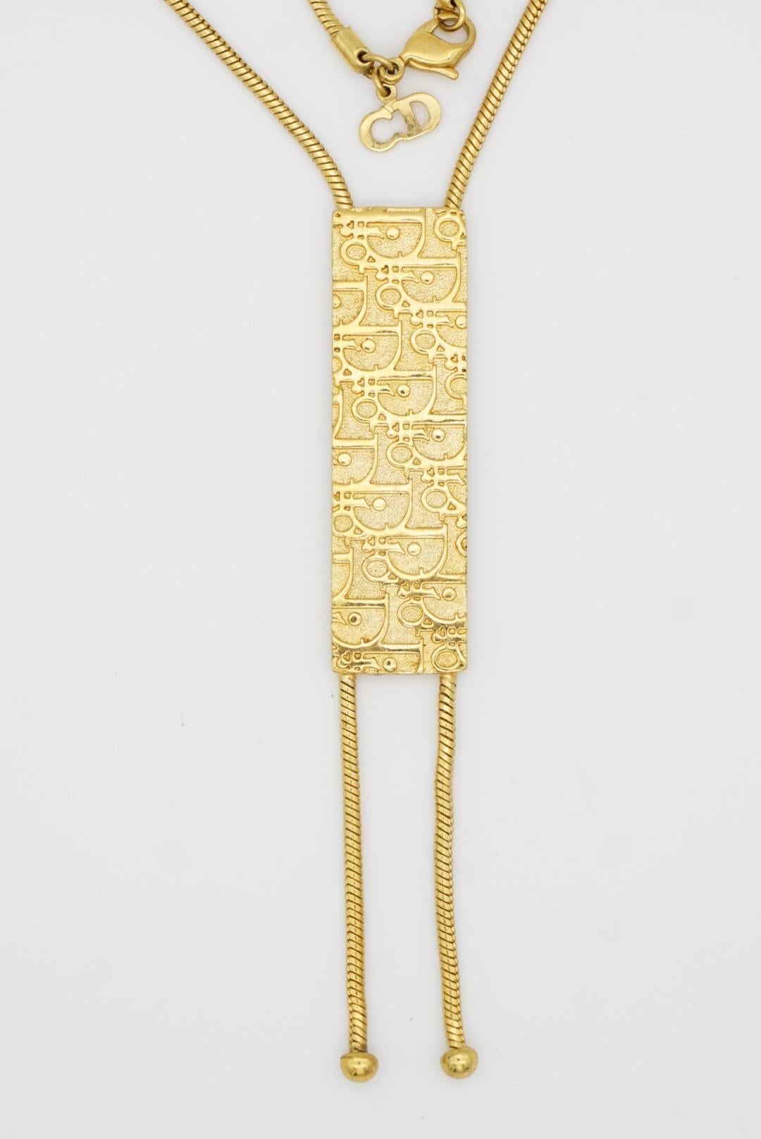 Christian Dior Vintage 1990s Long Monogram Logo Trotter Lariat Pendant Necklace 3