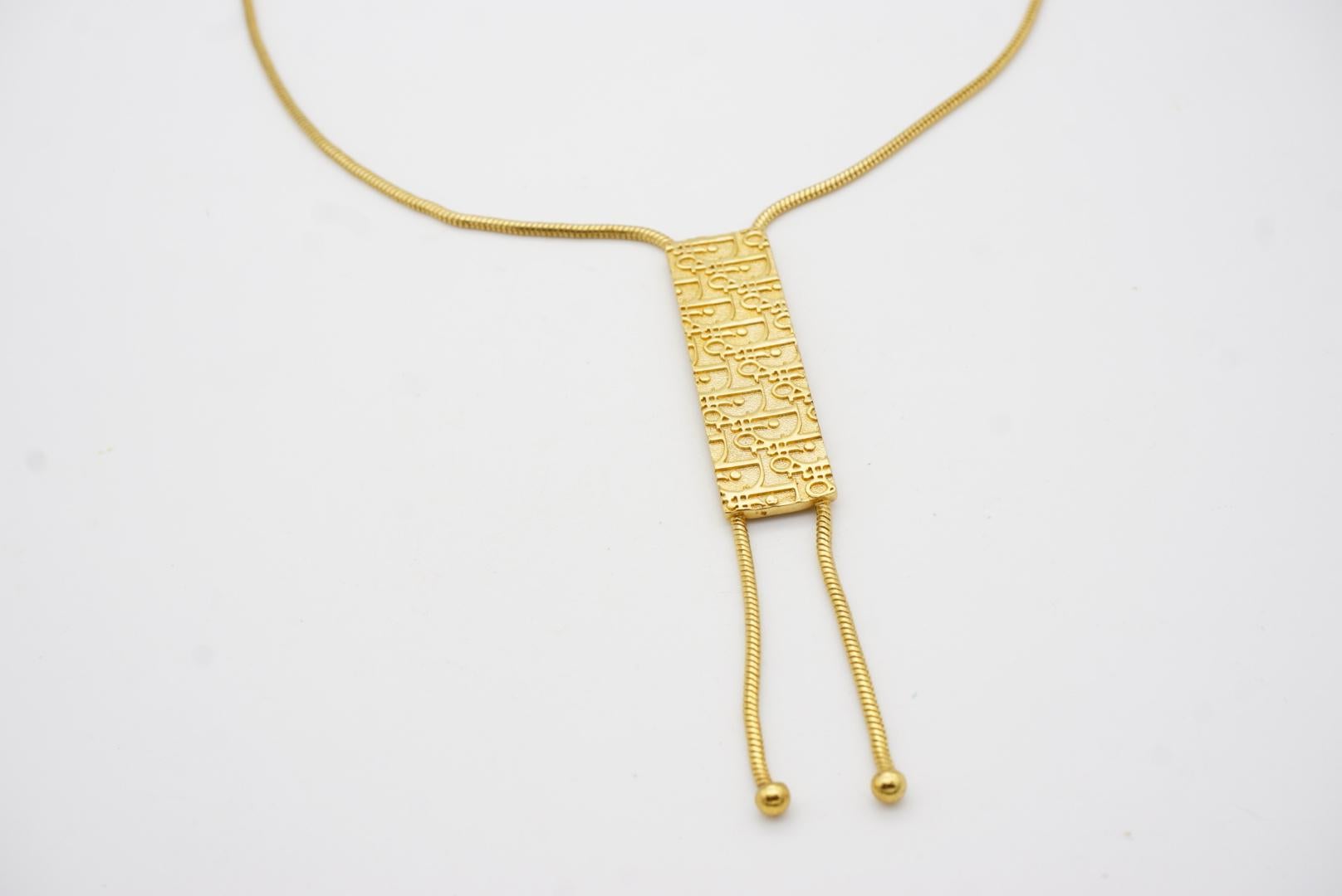 Christian Dior Vintage 1990s Long Monogram Logo Trotter Lariat Pendant Necklace 6