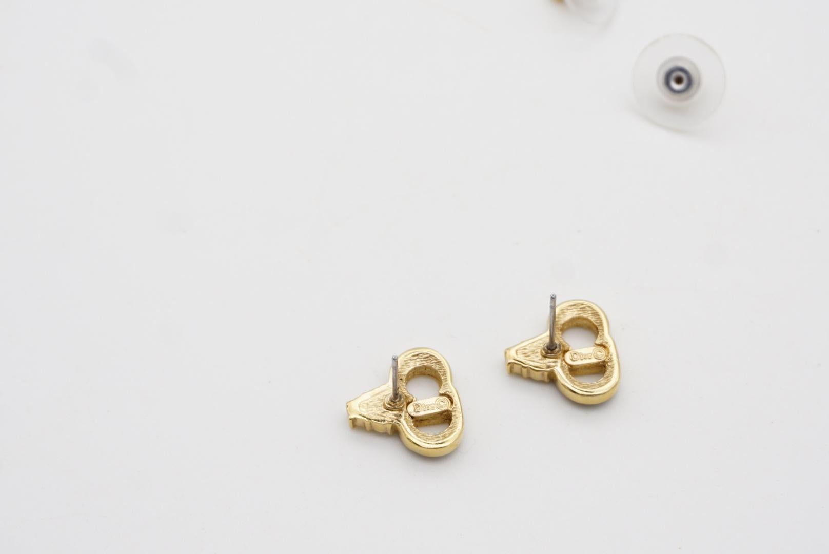 Christian Dior Vintage 1990s Monogram Logo Black CD Crystals Pierced Earrings 6
