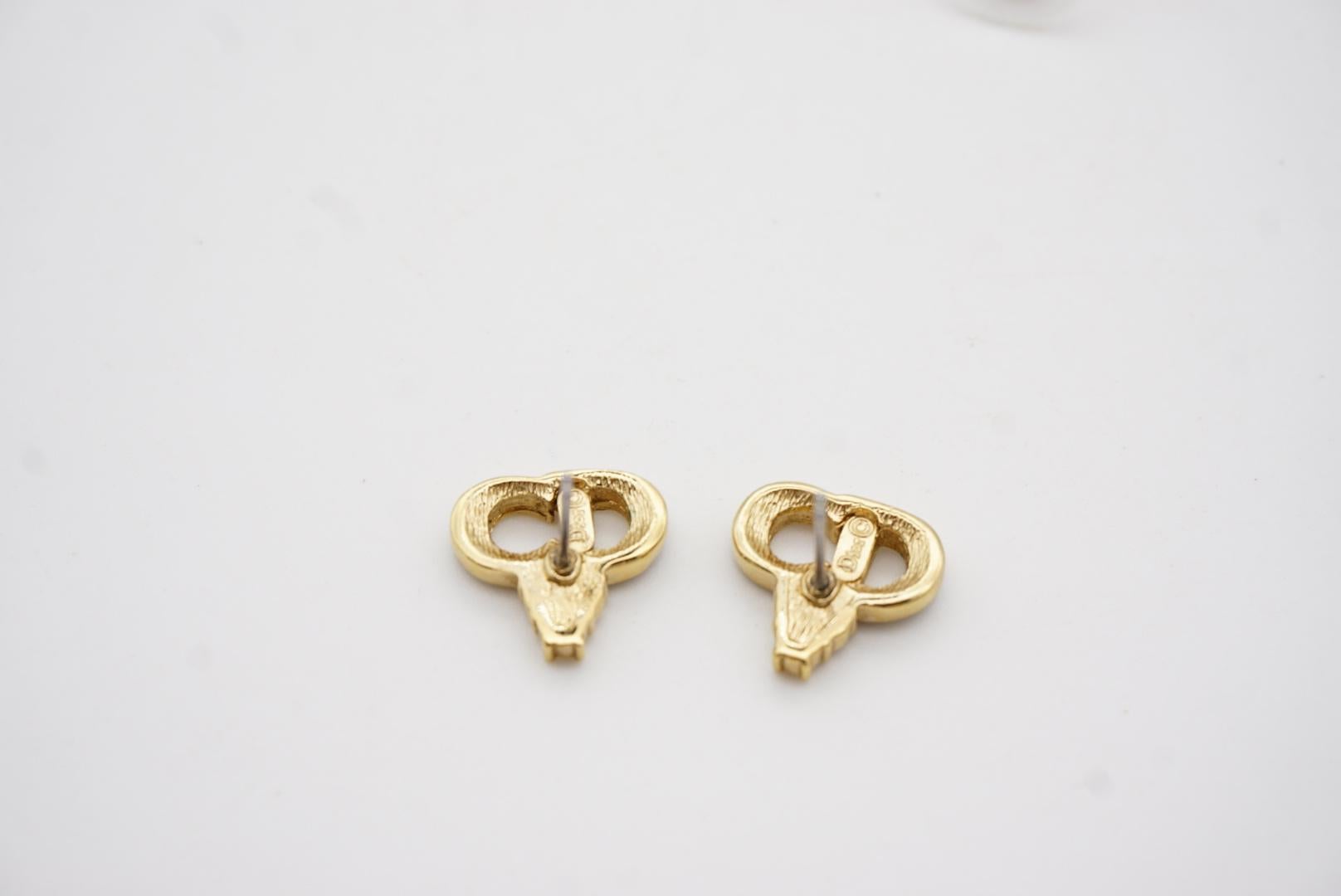Christian Dior Vintage 1990s Monogram Logo Black CD Crystals Pierced Earrings 7